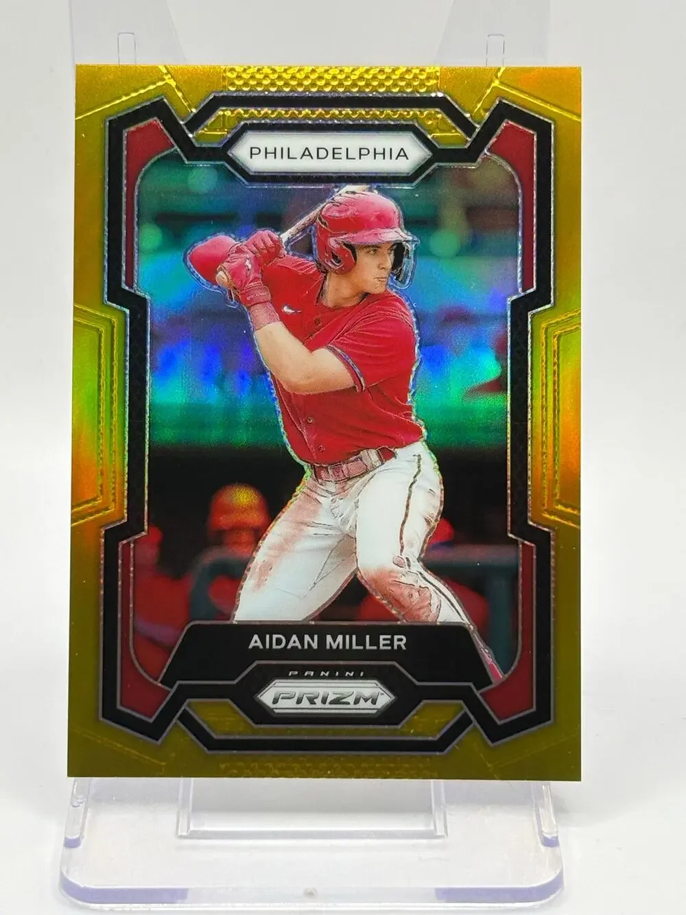 2024 Panini Prizm Aidan Miller Gold Refractor 1/10 SSP Philadelphia Phillies